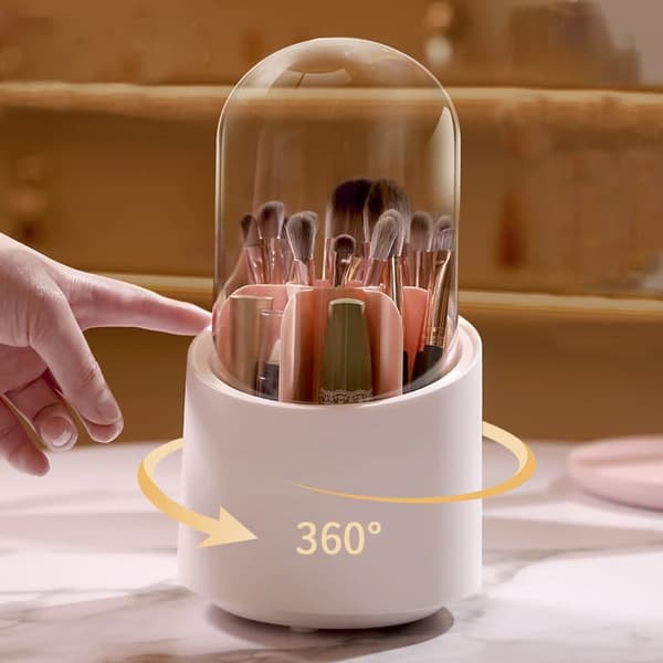 stor kapacitet 360 roterende makeup børste opbevaring tønde kommode øjenbryn blyant øjenskygge børste støvtæt med låg pen opbevaringsboks