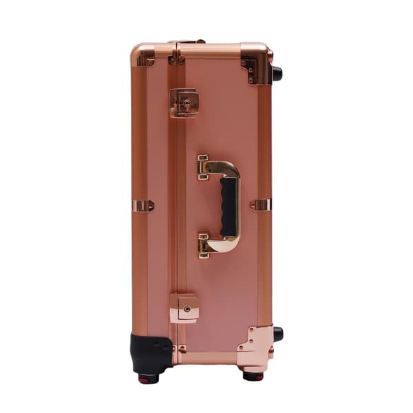Rose Gold Makeup Case, LED Spejl, Justerbar Højde, Låseligt Design