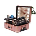 Miniatyrbillede 1 af 4: Rose Gold Makeup Case, LED Spejl, Justerbar Højde, Låseligt Design