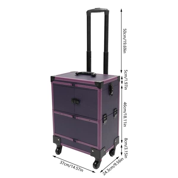 Kosmetisk Trolley Box, Høj Belastningskapacitet, Rummelig Opbevaringsplads,Lilla
