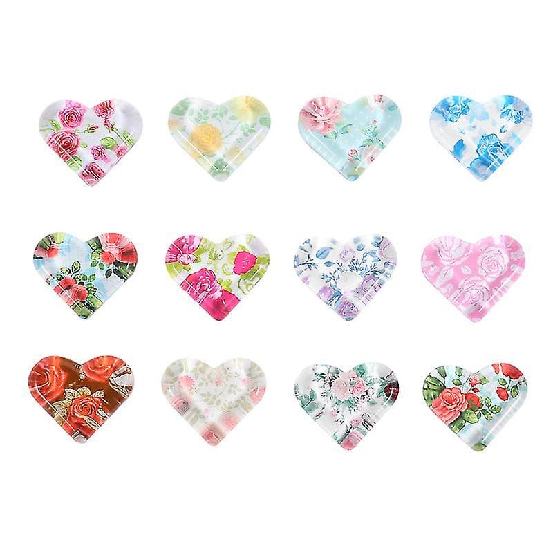 12pcs Glass Refrigerator Magnets Flower Pattern Fridge Magnets Mixed Style