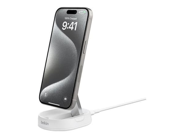 Trådlös laddningsstation - Belkin - BoostCharge Pro - Magnetisk - 15 Watt - Vit