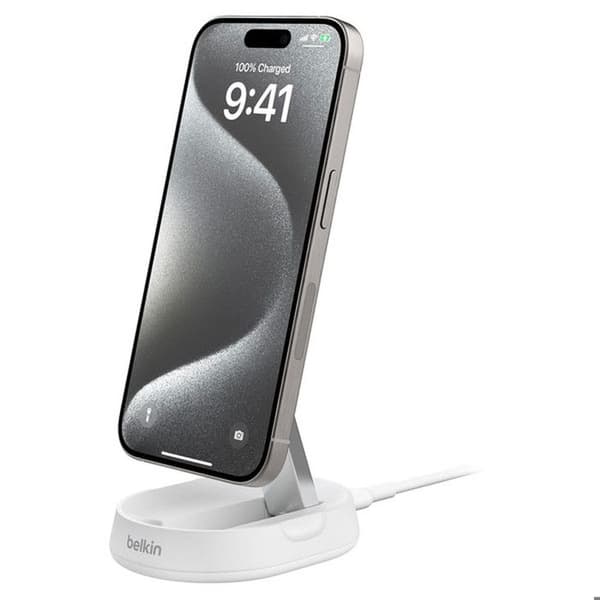 Trådlös laddningsstation - Belkin - BoostCharge Pro - Magnetisk - 15 Watt - Vit