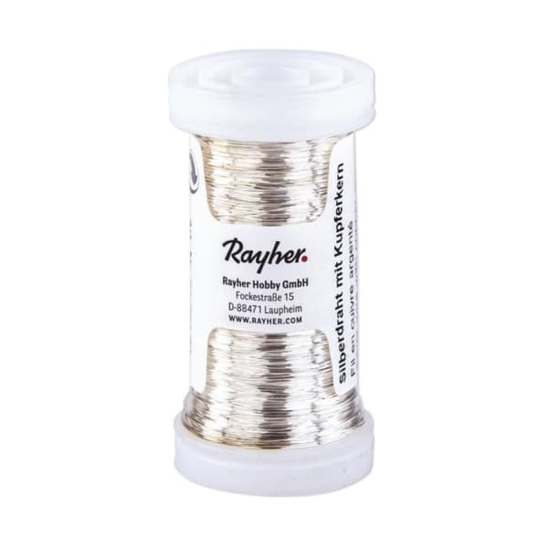 Silverpläterad koppartråd - RAYHER - 0,40 mm - Rulle 100 m - Metall - Kreativ dekoration
