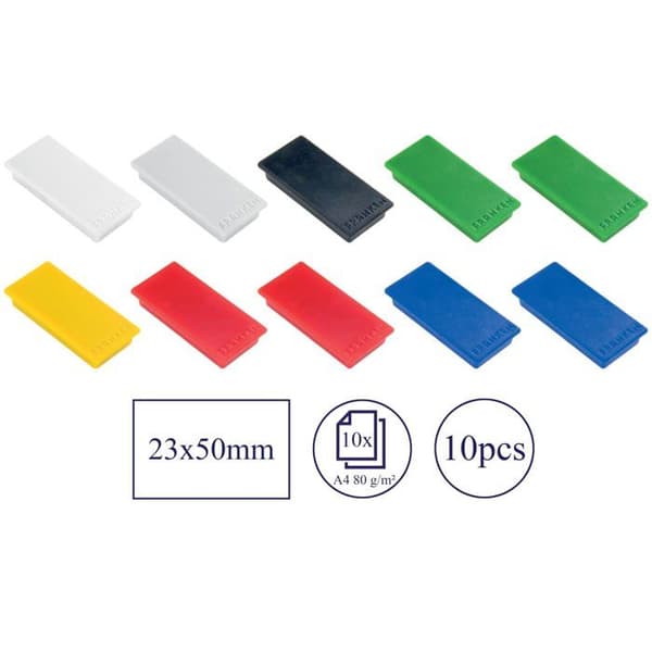 Magneter - Franken magneter - HM2350 99 - Set med 10 fästmagneter, vidhäftningsstyrka: 1 000 g, 50 x 23 mm Assorted
