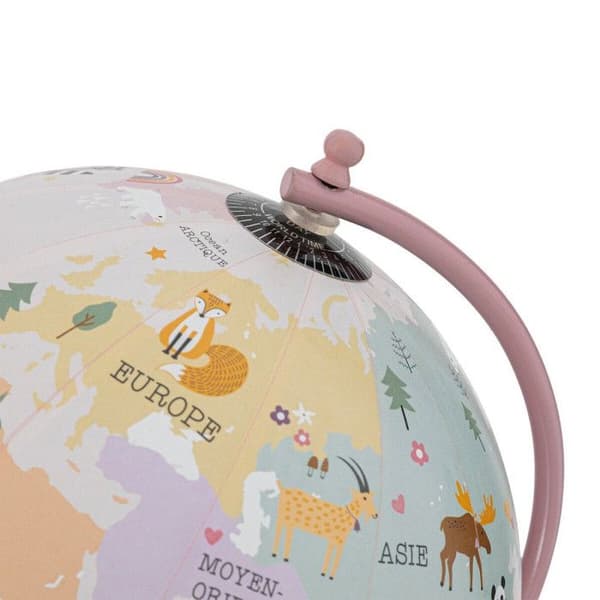Globe Terrestre Barn - ATMOSPHERA - Djur - Metall - 28 cm - Rosa