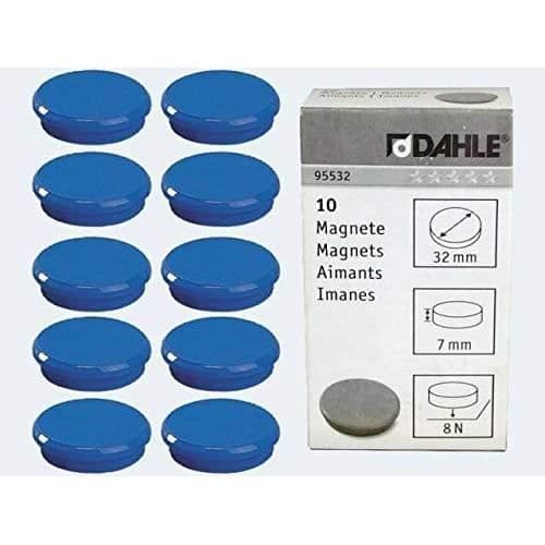 Magneter - DAHLE - 152288 - Ø 32 mm - Förpackning med 10 stycken - Blå färg