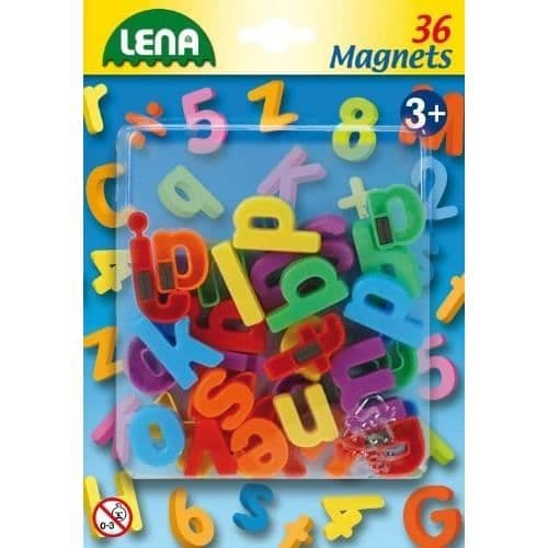 Magnetset - LENA - 65746 - Set med 36 bokstäver - Bokstavsstorlek: 3 cm - Perfekt för barn