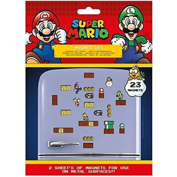 Super Mario MS65081 Kit med 23 magneter (GB Mushroom), flerfärgad, 18 x 24 x 0,3 CM