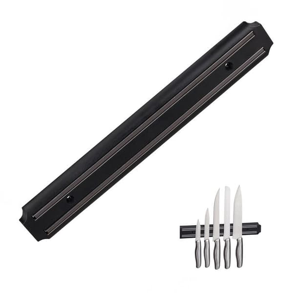 Relaxdays Magnetisk stång, verktygsförvaring, med magnet, knivar och redskap, plast, 33 cm i bredd, svart
