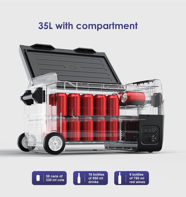 35L kompressorijäähdytyslaatikko AC110-240V autojääkaappi pyörillä