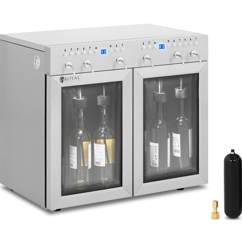 Royal Catering Vinkyl - Med dispenser - 6 flaskor - Rostfritt stål