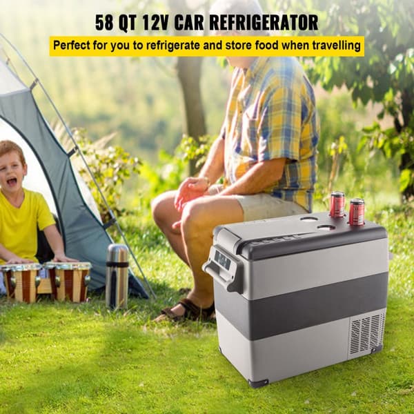 55L 60W 12/24V DC 110-240V AC bärbar bil/hem kylskåp med kompressor, panel/APP kontroll, stort utrymme, effektiv kylning, lågt brus