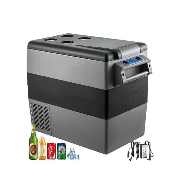 45L 60W 12/24V DC 110-240V AC bärbar bil/hem kylskåp med kompressor, panel/APP kontroll, stort utrymme, effektiv kylning, lågt brus
