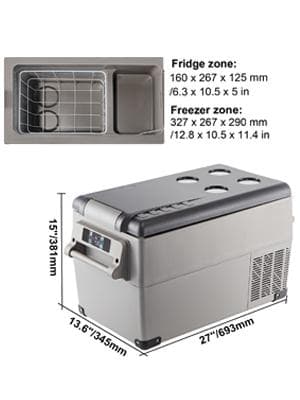 35L 60W 12/24V DC 110-240V AC bärbar bil/hem kylskåp med kompressor, panel/APP kontroll, stort utrymme, effektiv kylning, lågt brus
