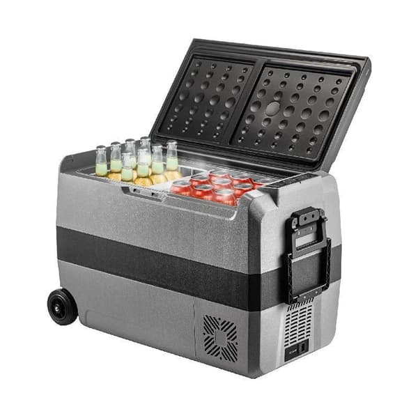 50L 45W 12/24V DC 100-240V AC bärbart bil- och hemkylskåp med kompressor, dubbelzon, APP-kontroll, med bilbatteriskydd