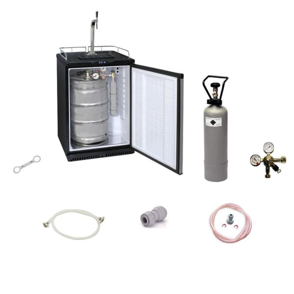 Komplet sæt - ølkøleskab op til 50L tønder (ølstang) - inkl. Elegant søjle og kompensator hane, KEG:KeyKeg