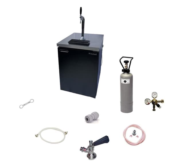Komplet sæt - ølkøleskab op til 50L tønder (ølstang) - inkl. Elegant søjle og kompensator hane, KEG:KeyKeg