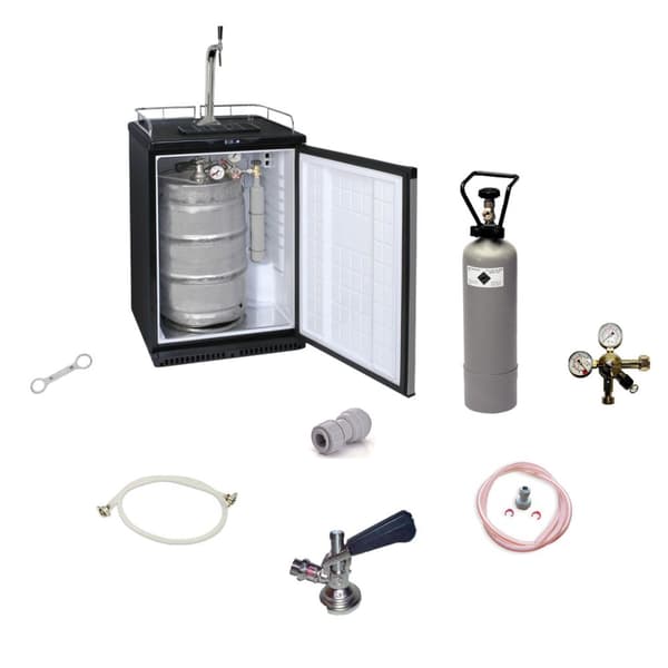 Täydellinen setti - jääkaappi oluelle 50L asti (olutpatukka) - sis. Tyylikäs annostelijakolonni ja tasaushana, KEG:KeyKeg