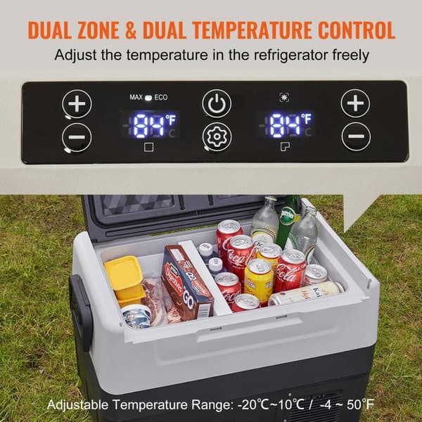 AC 100-240V DC 12/24V 60W 45L bilkylskåp för bil/hem, portabelt minikompressorkylskåp, dubbelzon, snabb kylning, tyst, energisnål