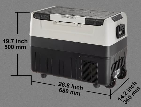 AC 100-240V DC 12/24V 60W 45L bilkylskåp för bil/hem, portabelt minikompressorkylskåp, dubbelzon, snabb kylning, tyst, energisnål