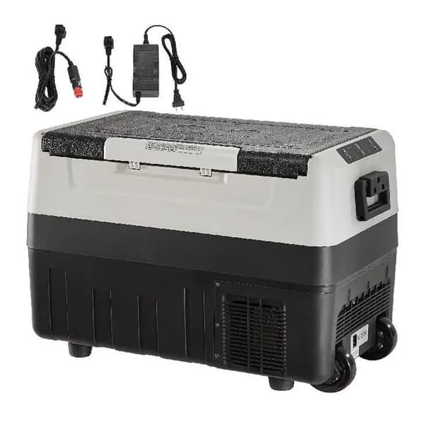AC 100-240V DC 12/24V 60W 35L bilkylskåp för bil/hem, portabelt minikompressorkylskåp, dubbelzon, snabb kylning, tyst, energisnål