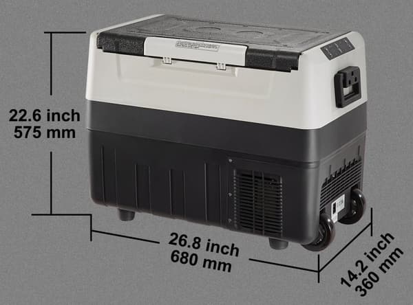 AC 100-240V DC 12/24V 60W 55L bilkylskåp för bil/hem, portabelt minikompressorkylskåp, dubbelzon, snabb kylning, tyst, energisnål