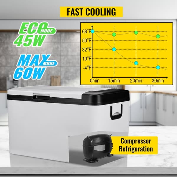 60W 12V/24V -20°C~20°C 25L bilkylskåp med dubbla zoner, portabel frys med appkontroll, effektiv kylning, lågt ljud