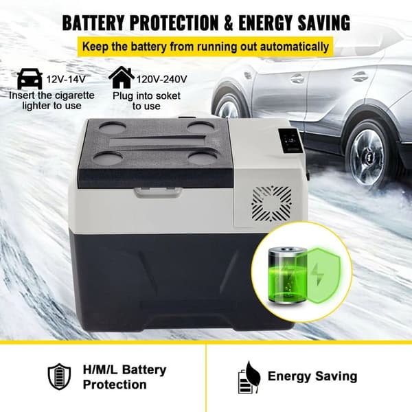 -20 till 20°C 45W 12V/24V 50L portabelt kompressorkylskåp, högeffektiv bilkylskåp med batteriskydd, gott om utrymme, snabb kylning