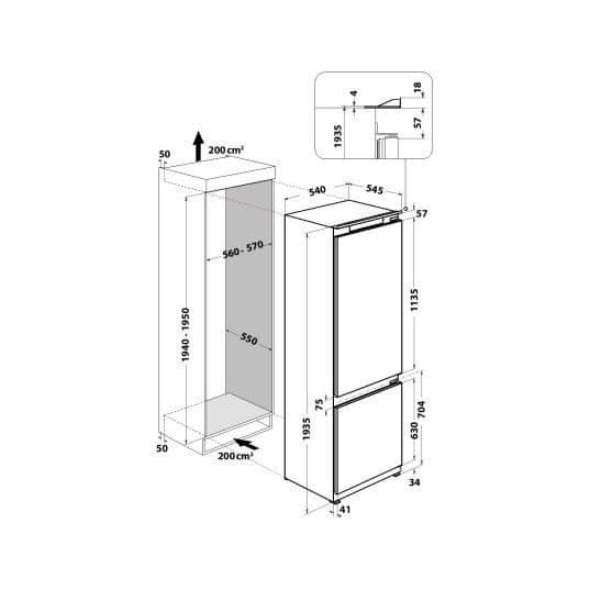 Inbyggd kyl-frys - WHIRLPOOL - ART971012 - 305 liter - 6:e sinne - Cirkulerande kyla
