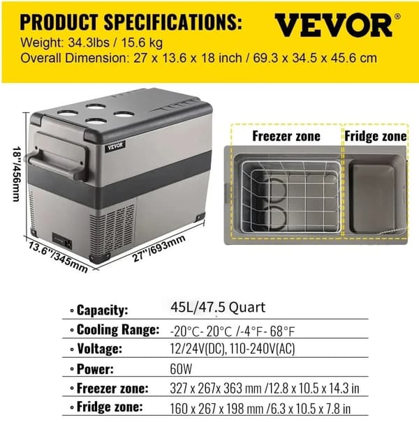 Transportabel bilkyl, 60W effekt, dubbelzonkylning,35 liter