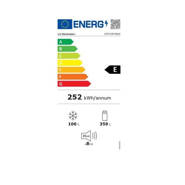 Kombinerad kyl/frys - LG - GTFV44PYBKD - 459L - Total No Frost - Door Cooling+