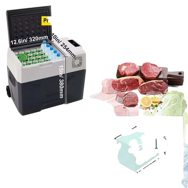 Kannettava jääkaappi, 40 litran tilavuus, kaksijännite (12V/24V & 220V), tehokas jäähdytys,42Qt 40L42 kvarttia 40 litraa