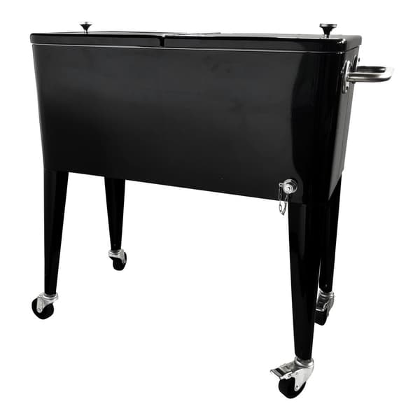 AXI Retro minikylskåp Svart | Utomhuskylskåp på hjul med 76 liter kapacitet | Kylbox med dräneringsventil