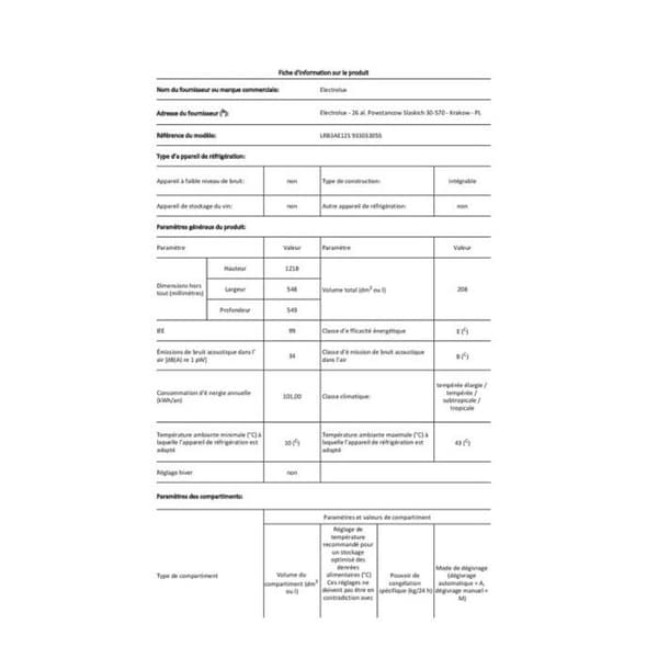Electrolux INBYGD 1-dörrars kylskåp LRB3AE12S