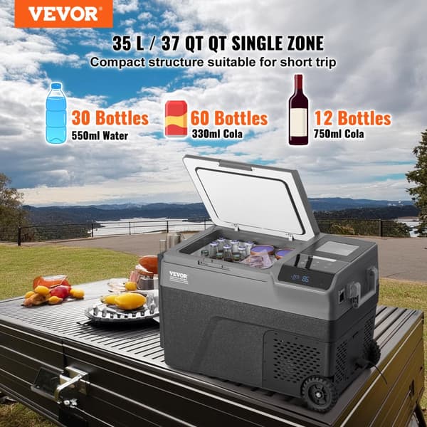 VEVOR 35L Bilkøleskab, Isproduktionsfunktion, Justerbart Temperaturinterval, Bærbart Design