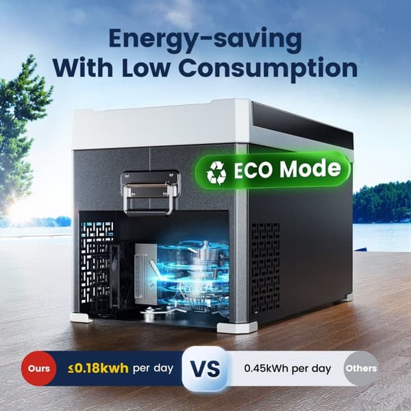 KROAK 40 litran bluetooth Electric Coolbox Kompressori Pakastinlaatikko Jopa -20 Grade, Auton Camping Jääkaappi, 12V / 24V 100-240V