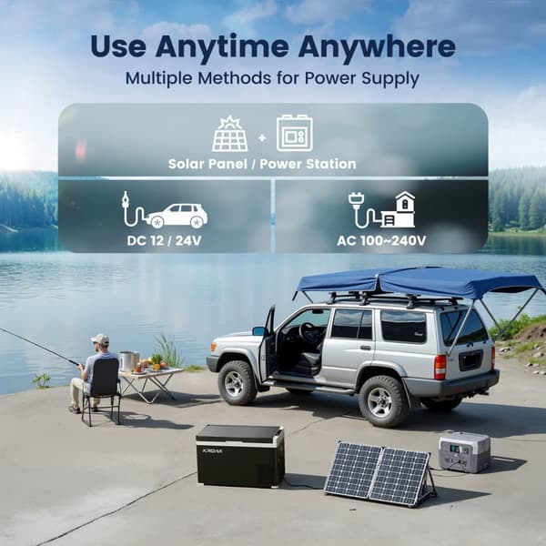 KROAK 40 litran bluetooth Electric Coolbox Kompressori Pakastinlaatikko Jopa -20 Grade, Auton Camping Jääkaappi, 12V / 24V 100-240V