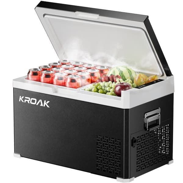 KROAK 30-liters elektrisk kylbox kompressor frysbox ner till -20 klass, bil camping kylskåp, 12V / 24V 100-240V