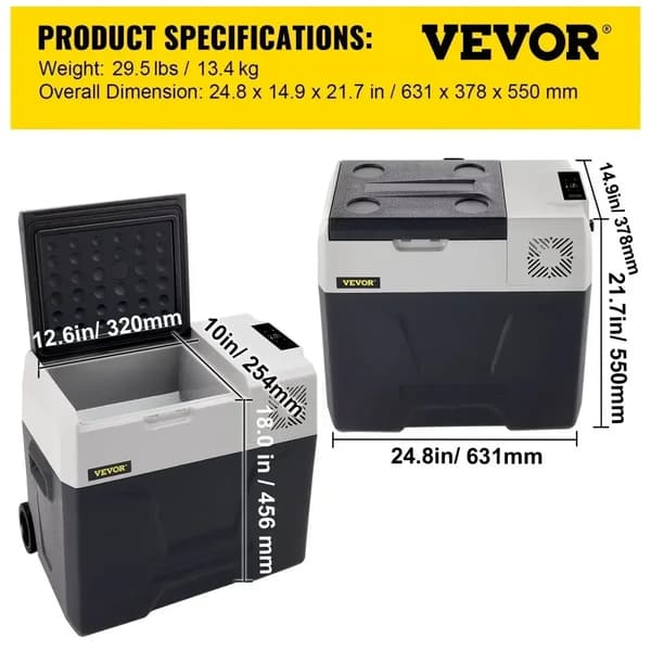 Vevor-auton jääkaappi, 35L kapasiteetti, -20℃ - 20℃ jäähdytyslämpötila-alue,50L