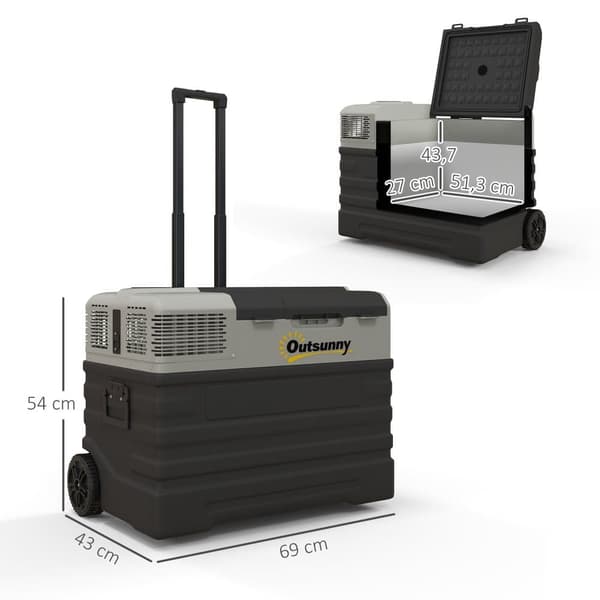 Kannettava jääkaappi, Kompressorijäähdytyslaatikko 56L, 69x43x54 cm, Musta ja Harmaa