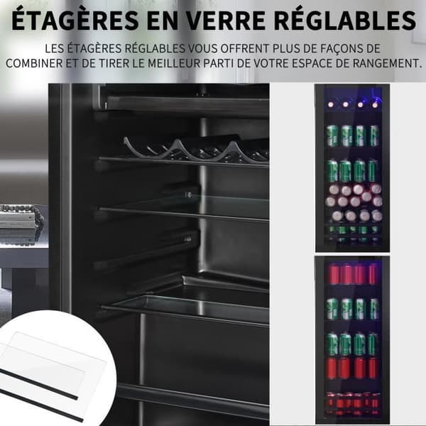 Dripex Mini Frigo Portabel 128L Mini Kylskåp Temperatur -10-0°C justerbara hyllor Energiklass F, Tyst Kombinerad