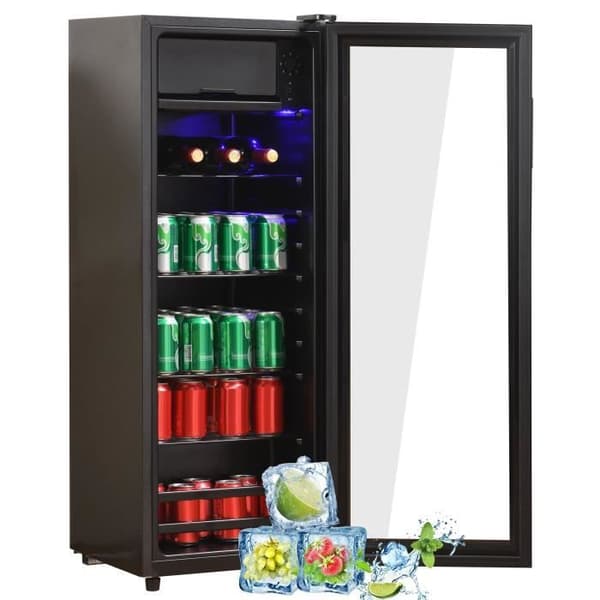 Dripex Mini Frigo Portabel 128L Mini Kylskåp Temperatur -10-0°C justerbara hyllor Energiklass F, Tyst Kombinerad