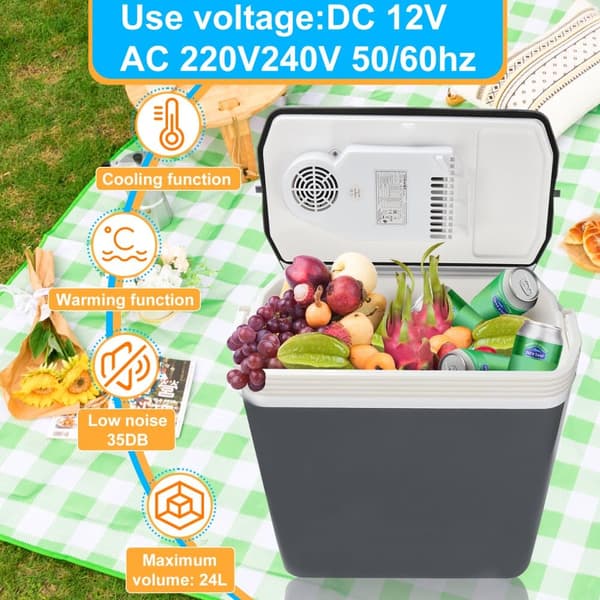 Elektrisk kyl 24L Minikylskåp 230 V och 12 V för camping med bil kyler och värmer ECO Mode Grey