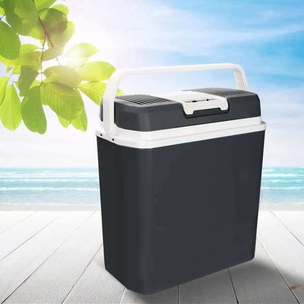 Elektrisk kyl 24L Minikylskåp 230 V och 12 V för camping med bil kyler och värmer ECO Mode Grey