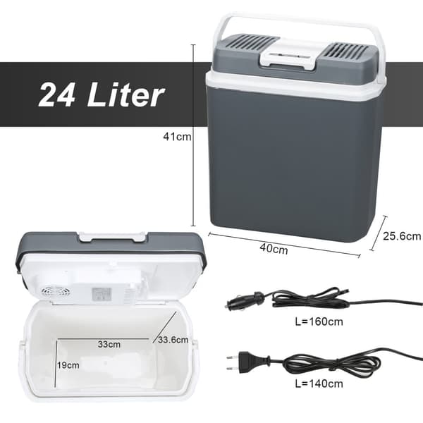 Elektrisk kyl 24L Minikylskåp 230 V och 12 V för camping med bil kyler och värmer ECO Mode Grey