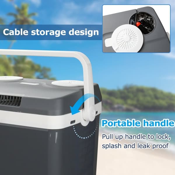 Elektrisk kylbox 32L Minikylskåp 230 V och 12 V för camping med bil kyler och värmer ECO Mode Grey