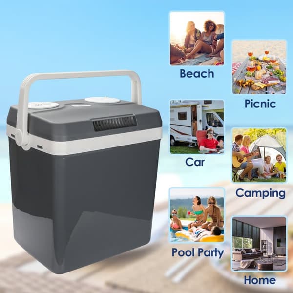 Elektrisk kylbox 32L Minikylskåp 230 V och 12 V för camping med bil kyler och värmer ECO Mode Grey