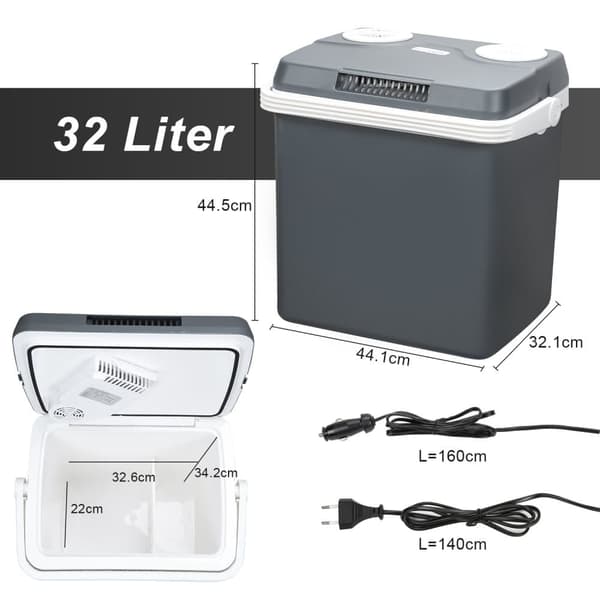 Elektrisk kylbox 32L Minikylskåp 230 V och 12 V för camping med bil kyler och värmer ECO Mode Grey
