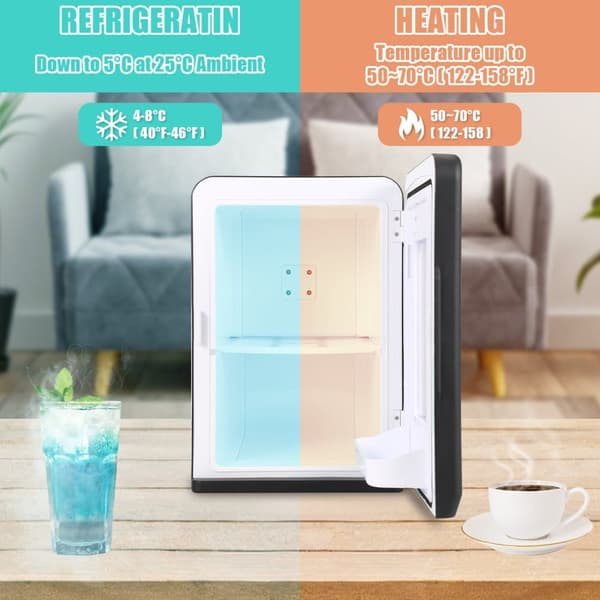15L Minikylskåp 2 i 1 AC DC Bärbart Minikylskåp med varm- och kylfunktion 12V/220V-240V för hem/bil Svart